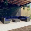 vidaXL 11 Piece Garden Lounge Set with Cushions Grey Poly Rattan