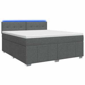 vidaXL Box Spring Bed with Mattress and LED Dark Grey 153 x 203 cm