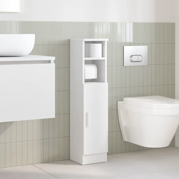 vidaXL Bathroom Cabinet with Roll Holder White 20.5x22x90 cm