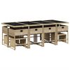vidaXL 13 Piece Garden Dining Set with Cushions Mix Beige Poly Rattan