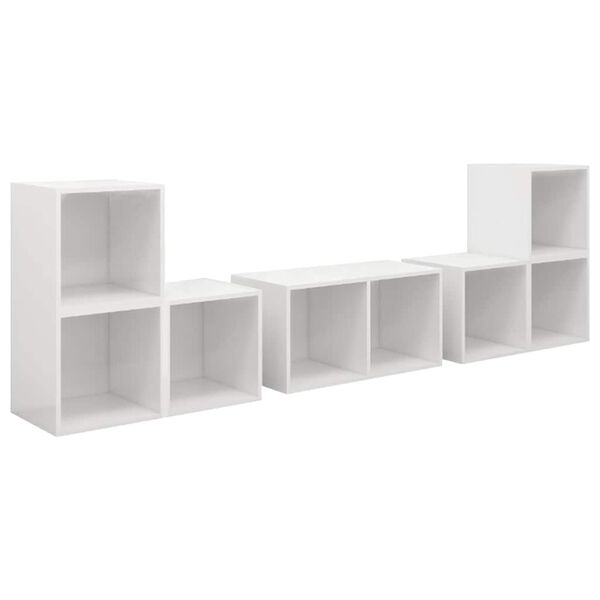 vidaXL 6 Piece TV Cabinet Set High Gloss White Engineered Wood