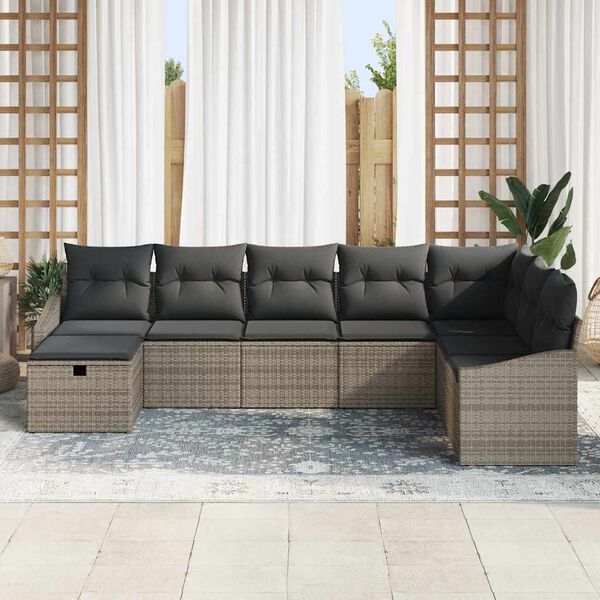 vidaXL Garden Sofa Set 8 pcs Grey 55 x 62 x 69 cm Poly rattan