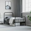 vidaXL Metal Bed Frame without Mattress with Footboard Black 90x190cm