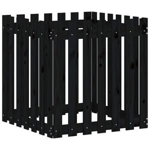 vidaXL Garden Planter with Fence Design Black 70x70x70 cm Solid Wood Pine