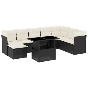 vidaXL 9 Piece Garden Sofa Set with Cushions Black Poly Rattan