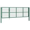 vidaXL Garden Fence Gate with Posts 350x120 cm Steel Green
