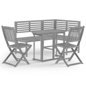 vidaXL Bistro Set | Grey | Solid Acacia wood | Medium | Collapsible | Bistro Set