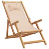 vidaXL Folding Chair Beige Solid Wood Eucalyptus and Fabric