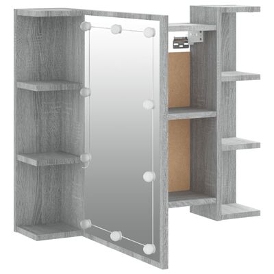 vidaXL Mirror Cabinet with LED Grey Sonoma 70x16.5x60 cm