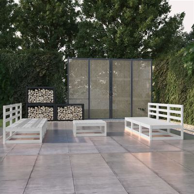 vidaXL 7 Piece Garden Lounge Set White Solid Wood Pine