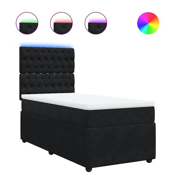 vidaXL Box Spring Bed with Mattress Black King Single Velvet