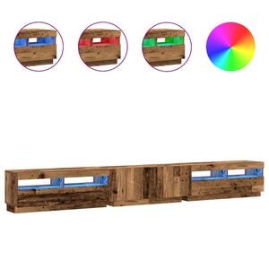 vidaXL TV Cabinet with LED Lights Old Wood 300x35x40cm Engineered Wood