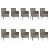vidaXL 11 Piece Garden Dining Set with Cushions Grey Poly Rattan