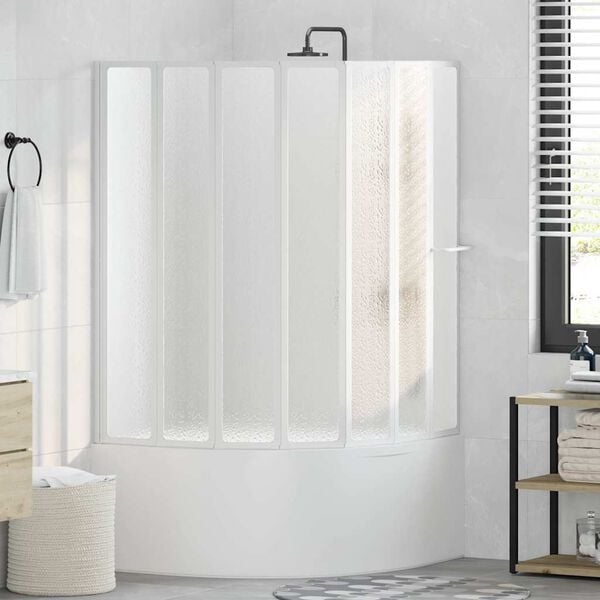 Shower Bath Screen Wall 140 x 168 cm 7 Panels Foldable with Towel Rack