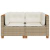 vidaXL Garden Sofas Corner with Cushions 2 pcs Beige Poly Rattan