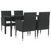 vidaXL 5 Piece Garden Dining Set Black Poly Rattan and Steel