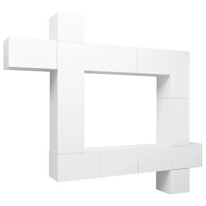 vidaXL TV Cabinet Set | Set of 9 | White | Engineered Wood | 9 Piece Set