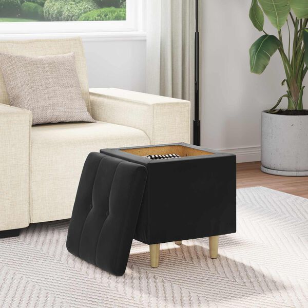 vidaXL Storage Ottoman with Cushion Black 40 x 40 x 45 cm Velvet