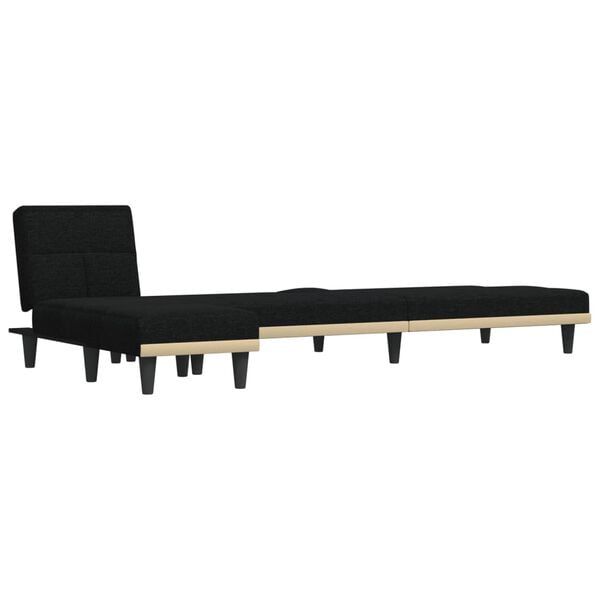 vidaXL L-shaped Sofa Bed Black 255x140x70 cm Fabric