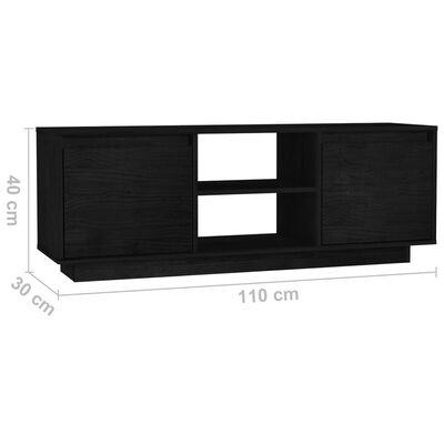 vidaXL TV Cabinet Black 110x30x40 cm Solid Pinewood