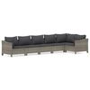 vidaXL 6 Piece Garden Lounge Set with Cushions Grey Poly Rattan