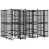 vidaXL Dog Kennel | Black | Powder-coated steel | Large | Durable | Dog Kennel