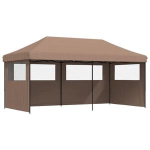 vidaXL Foldable Party Tent Pop-Up with 3 Sidewalls Brown