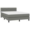 vidaXL Box Spring Bed with Mattress&LED Dark Grey 153x203 cm Queen Size Fabric