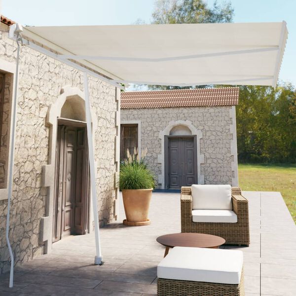 vidaXL Freestanding Manual Retractable Awning 350x250 cm Cream