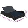 vidaXL Double Sun Lounger with Cushion Poly Rattan Black