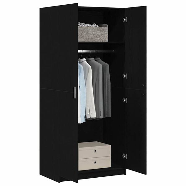 vidaXL Wardrobe with Door Black Oak 80 x 50.5 x 180 cm Engineered Wood
