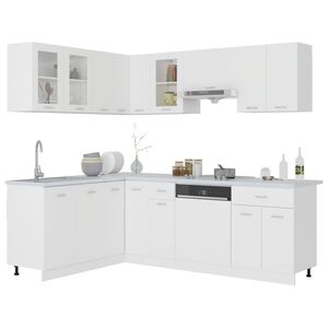 vidaXL Kitchen Cabinet Set | White | Engineered wood, glass | Medium