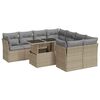 vidaXL 9 Piece Garden Sofa Set with Cushions Beige Poly Rattan