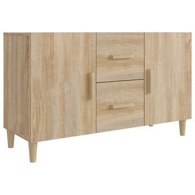 vidaXL Sideboard Sonoma Oak 100x35x80 cm Glass Front Cabinets for Living Room Storage