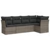 vidaXL 5 Piece Garden Sofa Set with Cushions Grey Poly Rattan