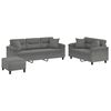 vidaXL 3 Piece Sofa Set with Pillows Dark Grey Microfibre Fabric