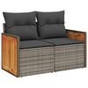 vidaXL Garden Sofa with Cushions 2-Seater Grey Poly Rattan