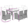vidaXL 7 Piece Garden Dining Set with Cushions Grey Poly Rattan