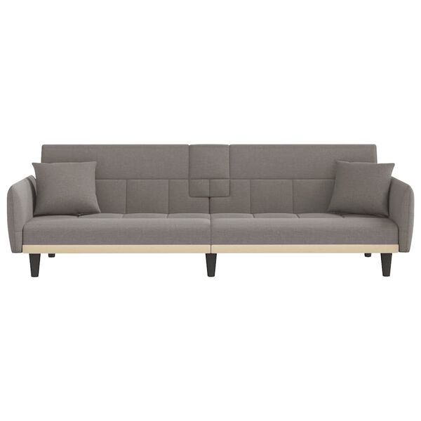 vidaXL Sofa Bed with Cup Holders Taupe Fabric