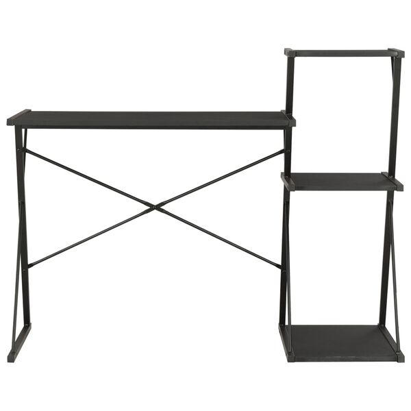 vidaXL Desk with Shelf Black 116x50x93 cm