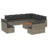 vidaXL 13 Piece Garden Sofa Set with Cushions Grey Poly Rattan