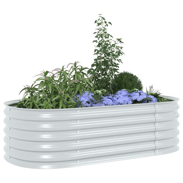 vidaXL Garden Raised Bed 160x80x44 cm Galvanised Steel Silver