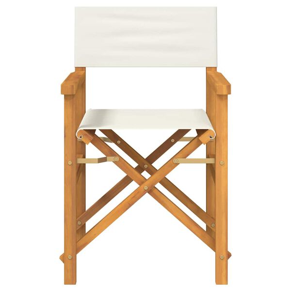 vidaXL Folding Director's Chair Cream Solid Wood Teak