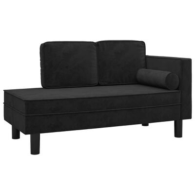 vidaXL Chaise Lounge with Cushions and Bolster Black Velvet