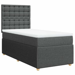 vidaXL Box Spring Bed with Mattress Dark Grey King Single Fabric