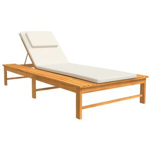 vidaXL Sun Lounger with Cream White Cushion&Pillow Solid Wood Acacia