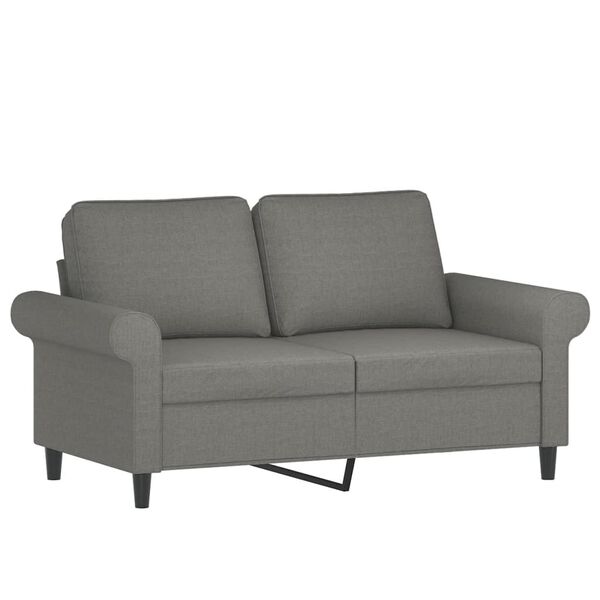 vidaXL 2-Seater Sofa with Pillows&Cushions Dark Grey 120 cm Fabric