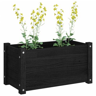 vidaXL Garden Planters 2 pcs Black 60x31x31 cm Solid Pinewood