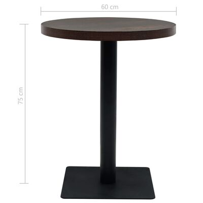 vidaXL Bistro Table MDF and Steel Round 60x75 cm Dark Ash
