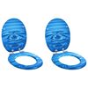 vidaXL WC Toilet Seats with Soft Close Lid 2 pcs MDF Blue Water Drop Design